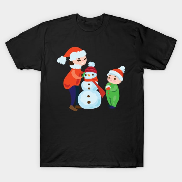 Kids building snowman T-Shirt by holidaystore